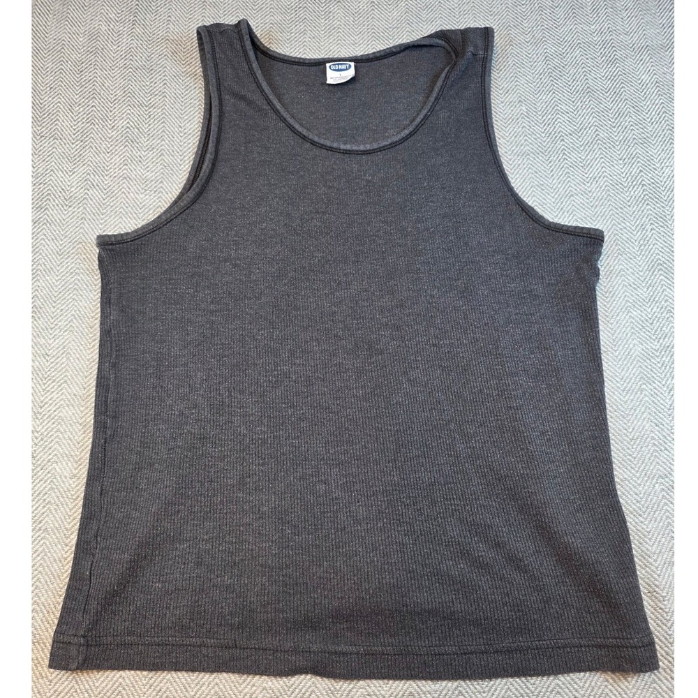 Old Navy Mens Ribbed Tank Top Charcoal Gray Heather Sleeveless Scoop Neck L